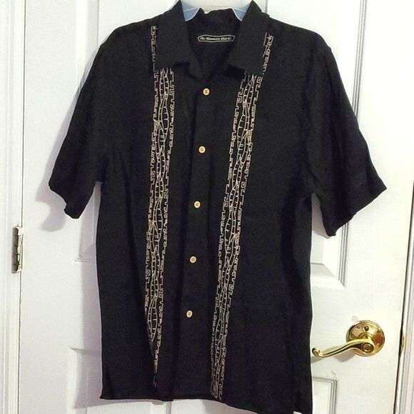 The Havanera Black Patterned Beach Festival Button Down Shirt - Picture 1 of 7